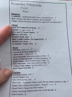 Roanoke Vineyards menu