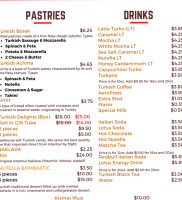 Kismet Turkish Cafe menu