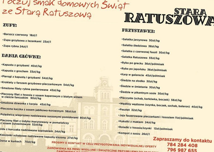 Stara Ratuszowa Menu