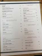 Comeback Coffee menu