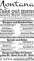 Montanan Steakhouse menu