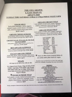 Olde Owl Shoppe menu