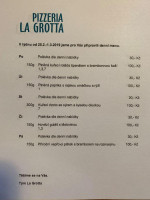 Pizzeria La Grotta menu