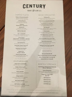 Century And Grill menu