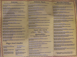 Playa Azul menu