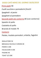 Tavola Calda Trattoria Dodo Cafe menu