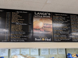 Lange's Little Store menu