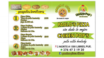 Paolo's Pizza menu