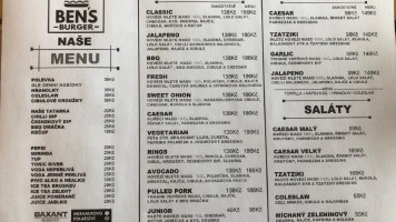 Ben's Burger menu