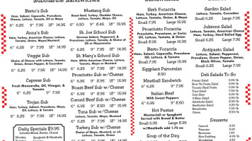 Berto's Deli Pasta Shoppe menu