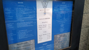 Water Tower Grill Bar menu