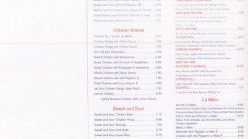 Joy Inn Restaurant & Tavern menu