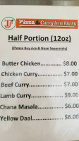 Tj's Pizza Curry In A Hurry menu