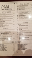 Mali Thai menu