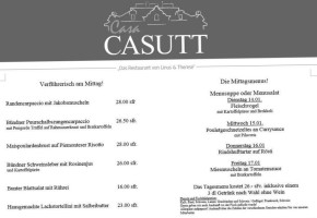 Casa Casutt Ustria menu