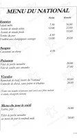 Restaurant Le National menu