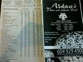 Nektar's Pizza Greek Food menu