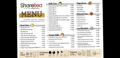 Sharetea Lynnwood menu