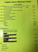 Lupe's Taqueria Mexican menu