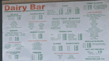 Dairy menu