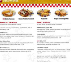 Wimpy's Diner menu