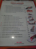 Mi- Ne Sushi menu