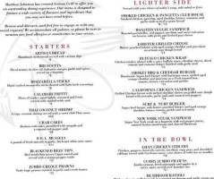 Artisan Grill menu