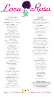 Loca Rosa menu