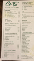 Co Tu Oriental Cuisine menu