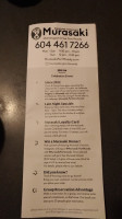 Murasaki Japanese menu