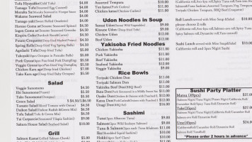 Sushi Sakura Japan menu