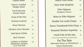 Harry’s Steak House menu