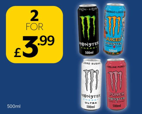 Monster Drinks 2 Za 3,99 Gbp