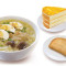 Arroz Caldo With Cake Slice Chicken Empanada