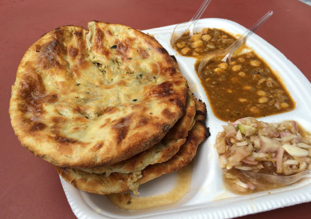 2 Amritsari Kulche Chole Raita Onion Salad Combo