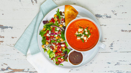 Tomato Basil Soup W/ Greek Salad