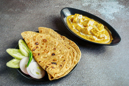 2 Plain Paratha With Paneer Masala And Salad