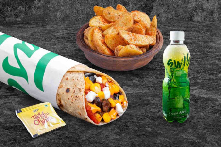 Pieczona Pizza Wrap (Veg) Posiłek Sok Z Zielonych Jabłek