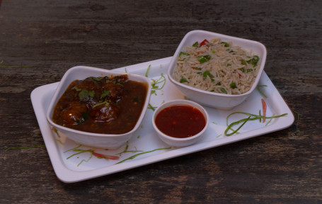 Chicken Manchurian And Egg Rice