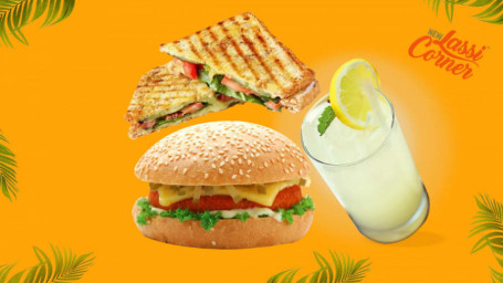 Veg Grilled Sandwich Aloo Tikki Burger Fresh Lime Soda