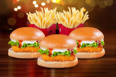 3 Paneer Delight Burger 2 Frytki (M)