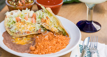 Taco, Toastada, Rice Beans