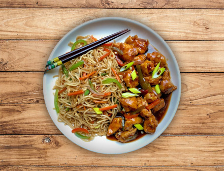 Veg Hakka Noodles Chicken Manchurian