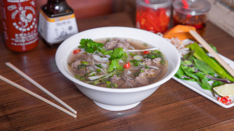 Garlic Steak Pho Noodle Soup (Gf