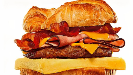 Pełna Kiełbasa, Bekon, Szynka, Ser Jajeczny Croissan'wich