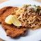 Chicken Schnitzel And Spaghetti Bolognaise