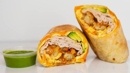 Smoked Turkey, Avocado, Egg Cheddar Breakfast Burrito