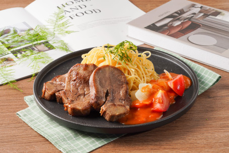 C1. Fǎ Shì Xiān Jiā Zhī Huì Niú Lì Yì Dà Lì Fěn Braised Beef Tongue Spaghetti In Tomato Sauce