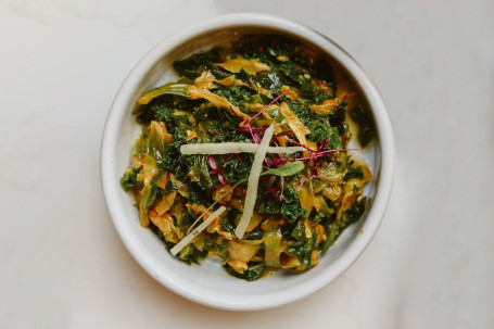 Sautéed Hispi Cabbage And Kale With Turmeric And Ginger