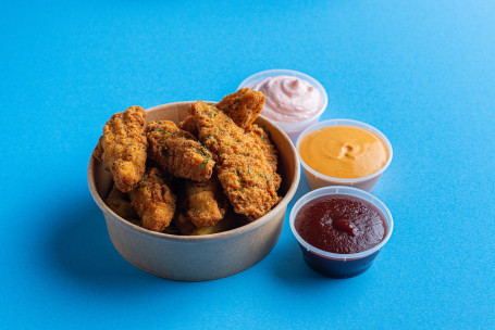 10 Ultimate Fried Chicken Strips, Fries And 2 Dips